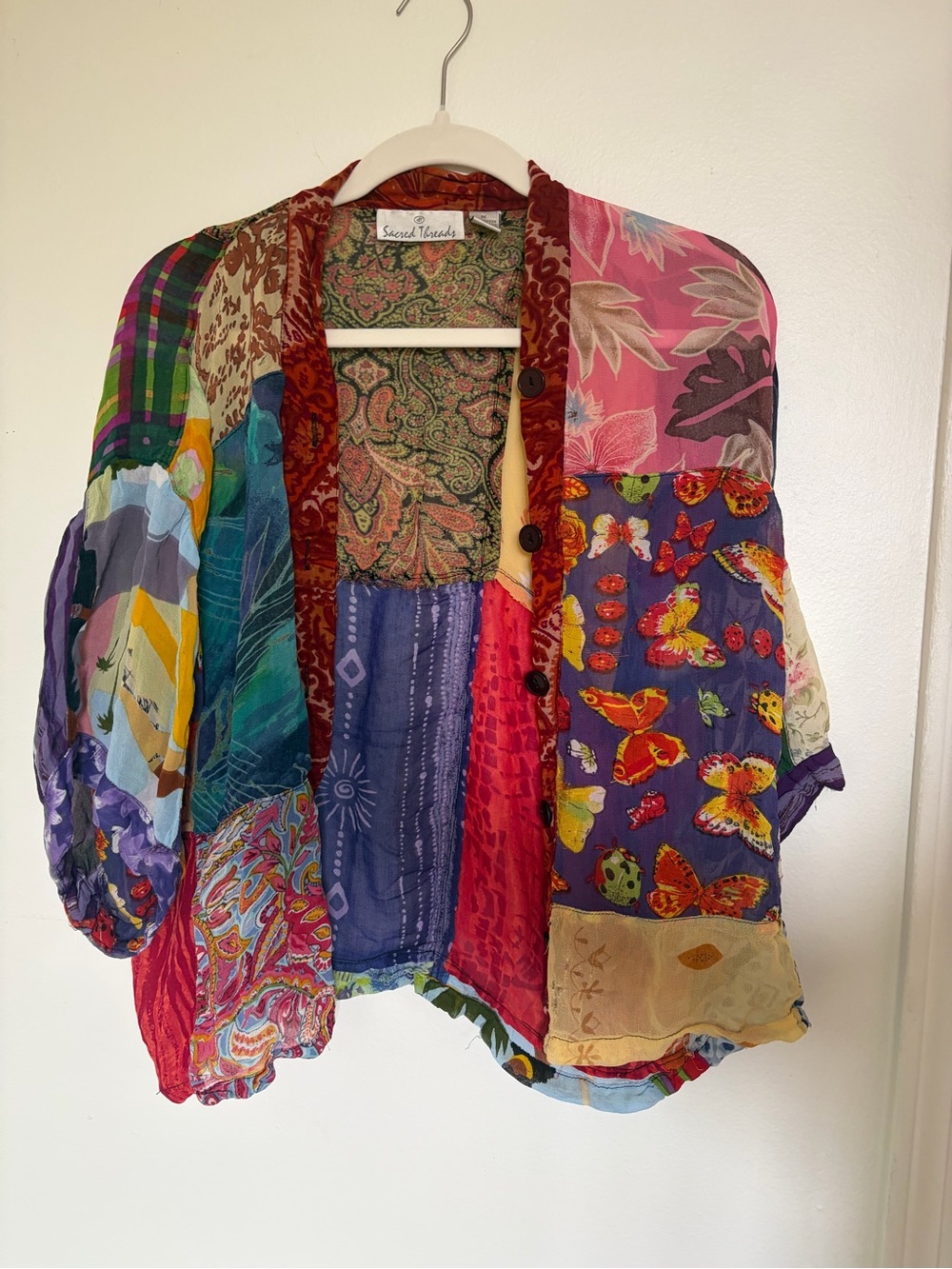 Sacred Threads Multicolor Patchwork Kimono-Style Jacket